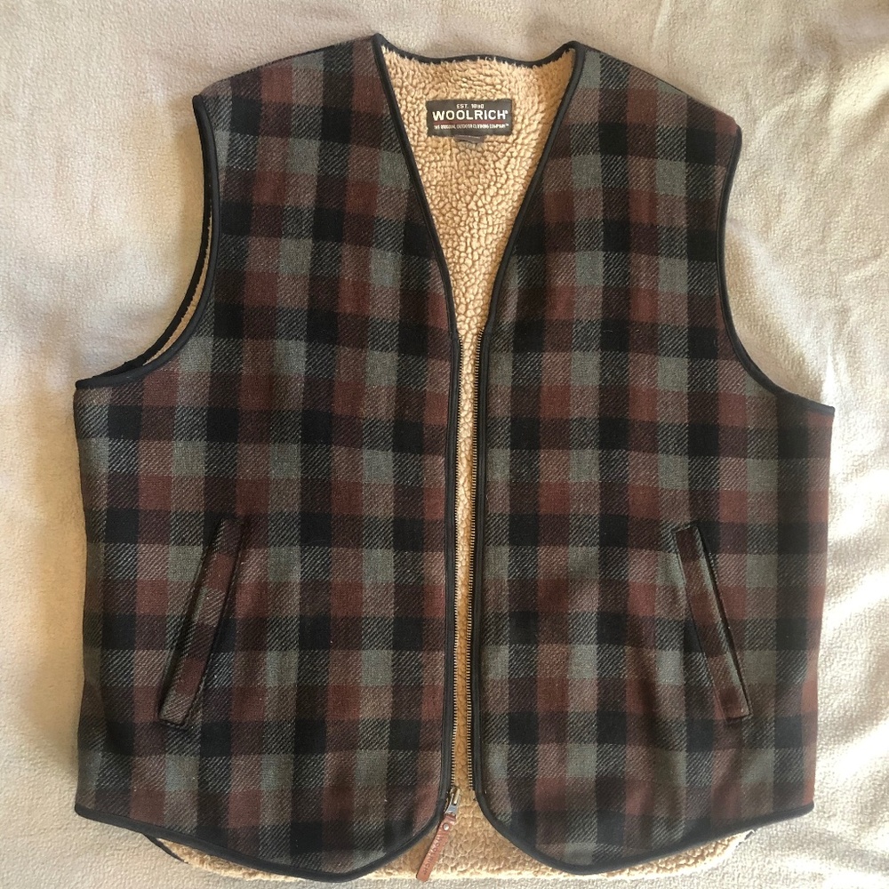 Vintage Woolrich Bark Buffalo Plaid 412 Men’s Large Wool Blend Vest